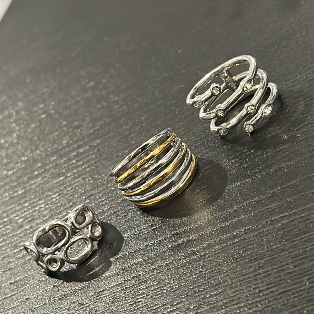Contemporary Rings, silver and gold toned